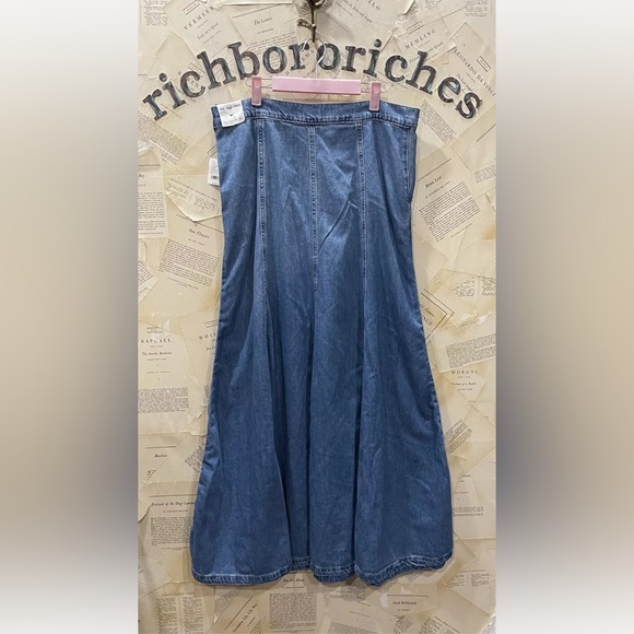 Free People Catch The Sun Denim Maxi Skirt We The Free Mid Indigo - Picture 6 of 6